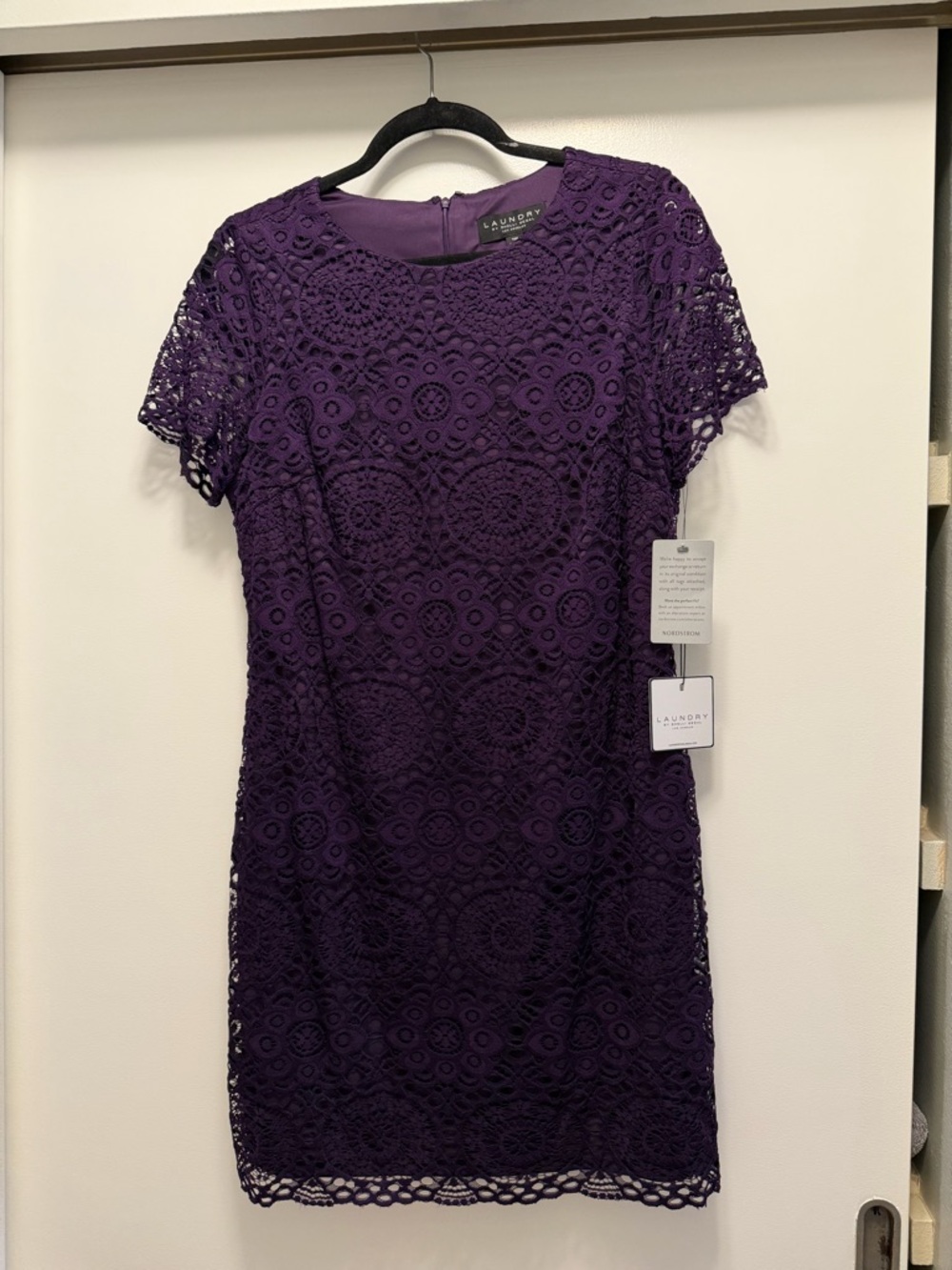 Laundry By Shelli Segal Deep Purple Crochet Lace Mini Dress